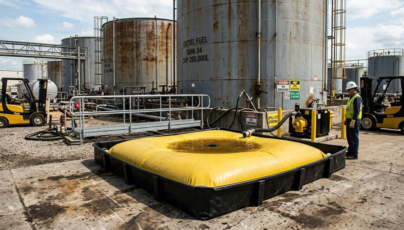 Utilisation durable et flexible du bac de rétention souple dans l'industrie